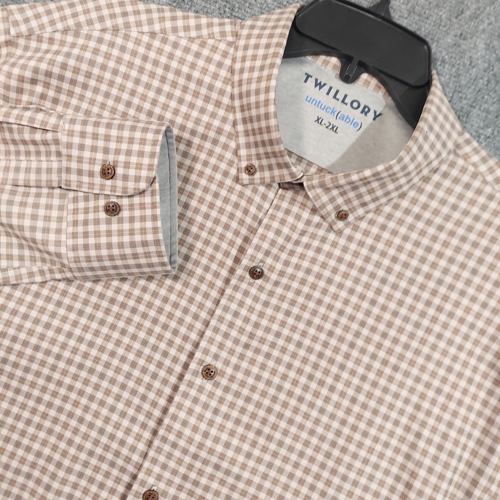 Twillory Shirt Mens XL 2XL‎ Check Button Down Untuckable Stretch Casual Workwear